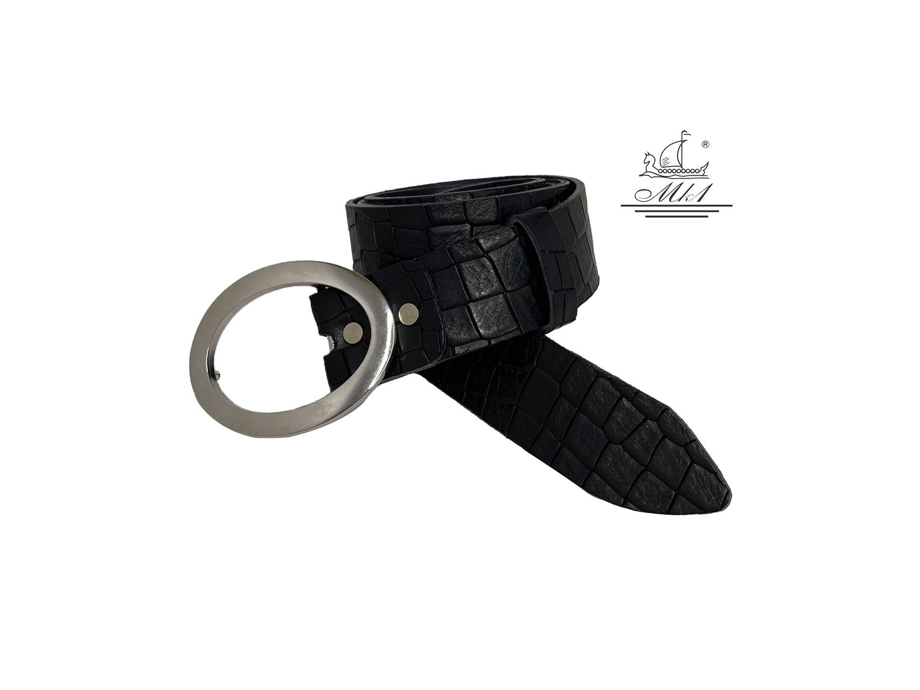 Women's 4cm wide belt handcrafted from leather with croco design 101344/40m-kr