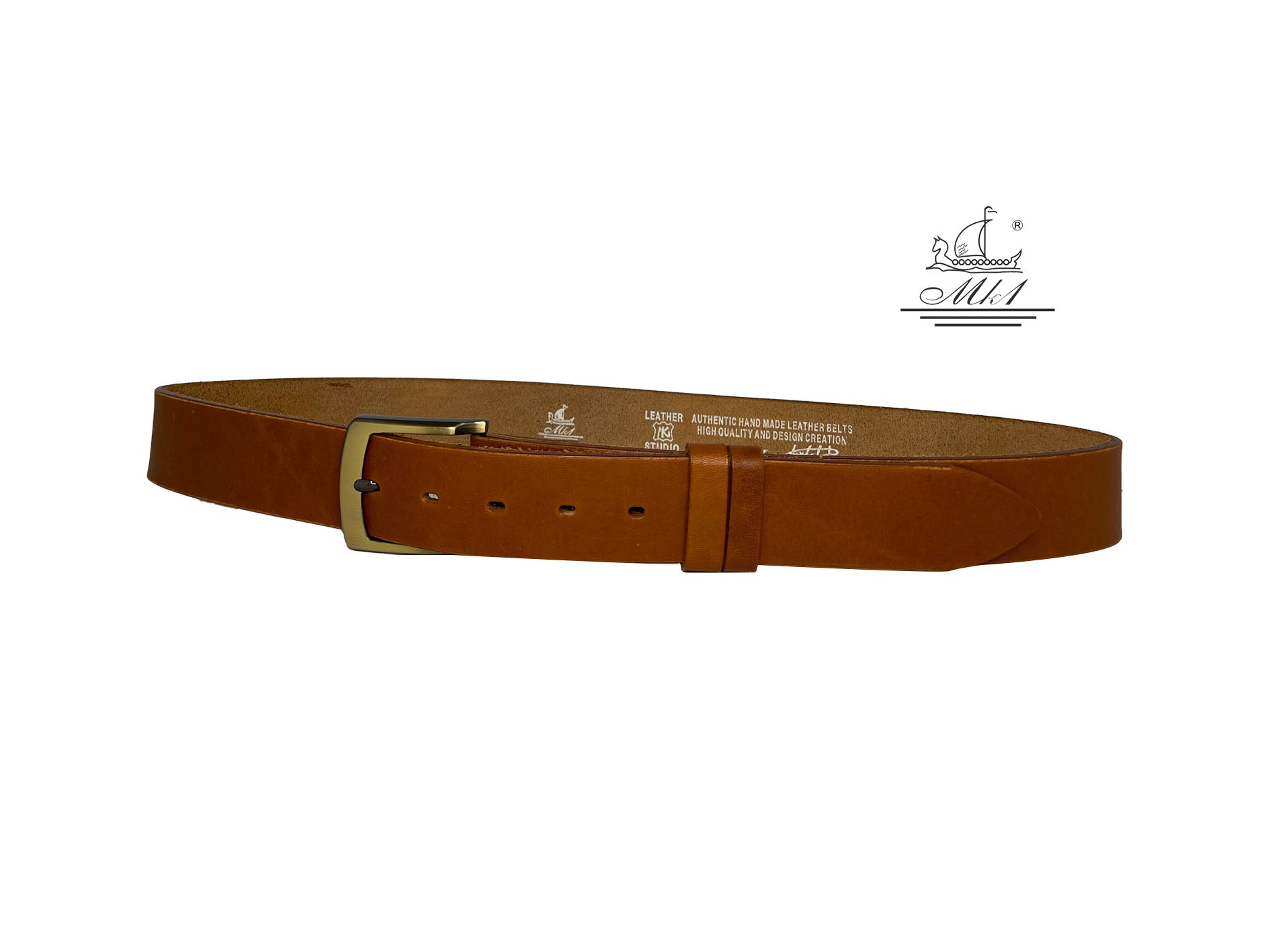 BR100/40TB Handmade casual leather belt in light brown colour.