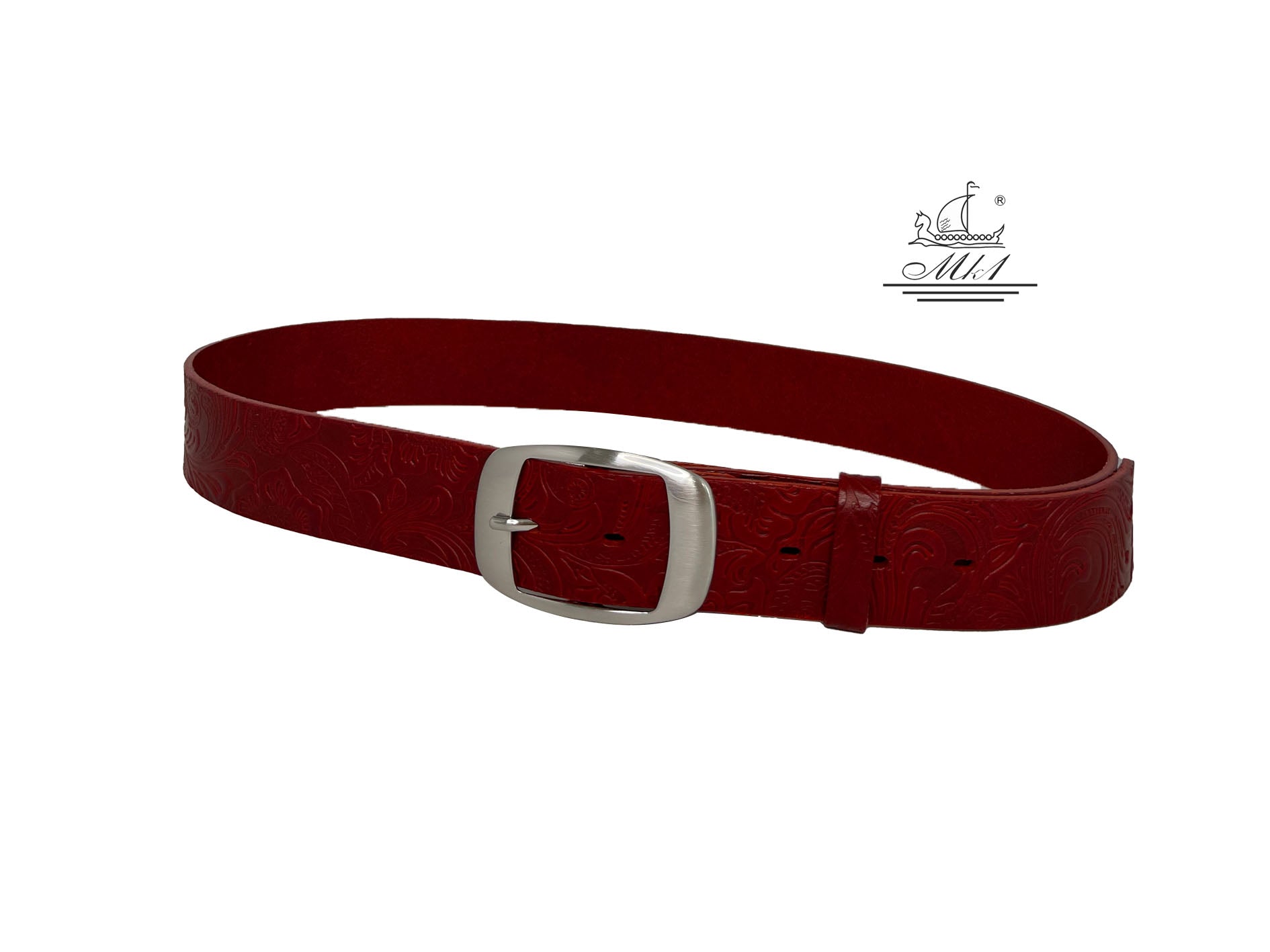 Woman 4cm wide belt handcrafted from leather with flower design.101406/40kk/ll