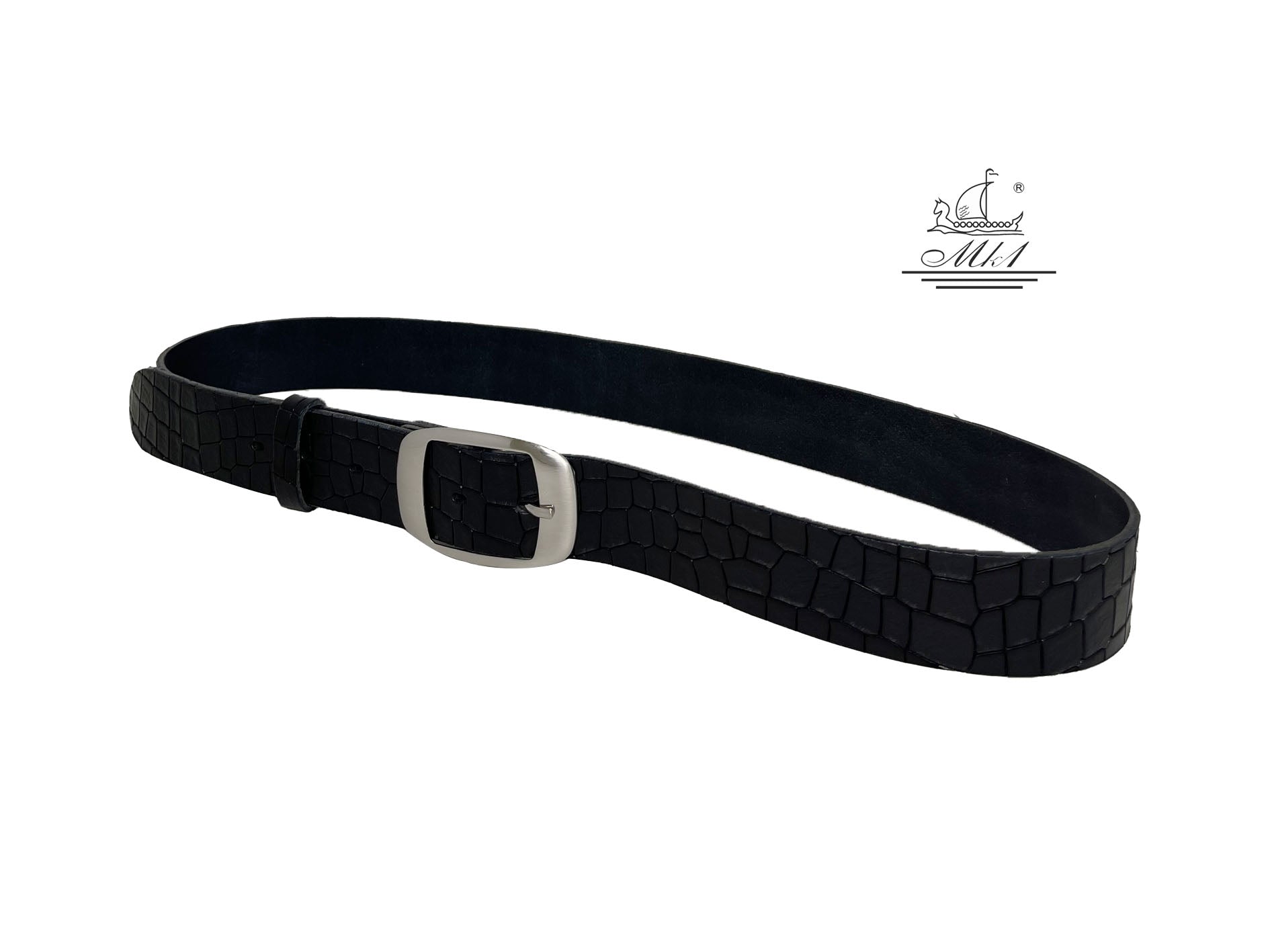 Woman 4cm wide belt handcrafted from leather with croco design.101406/40m/kr