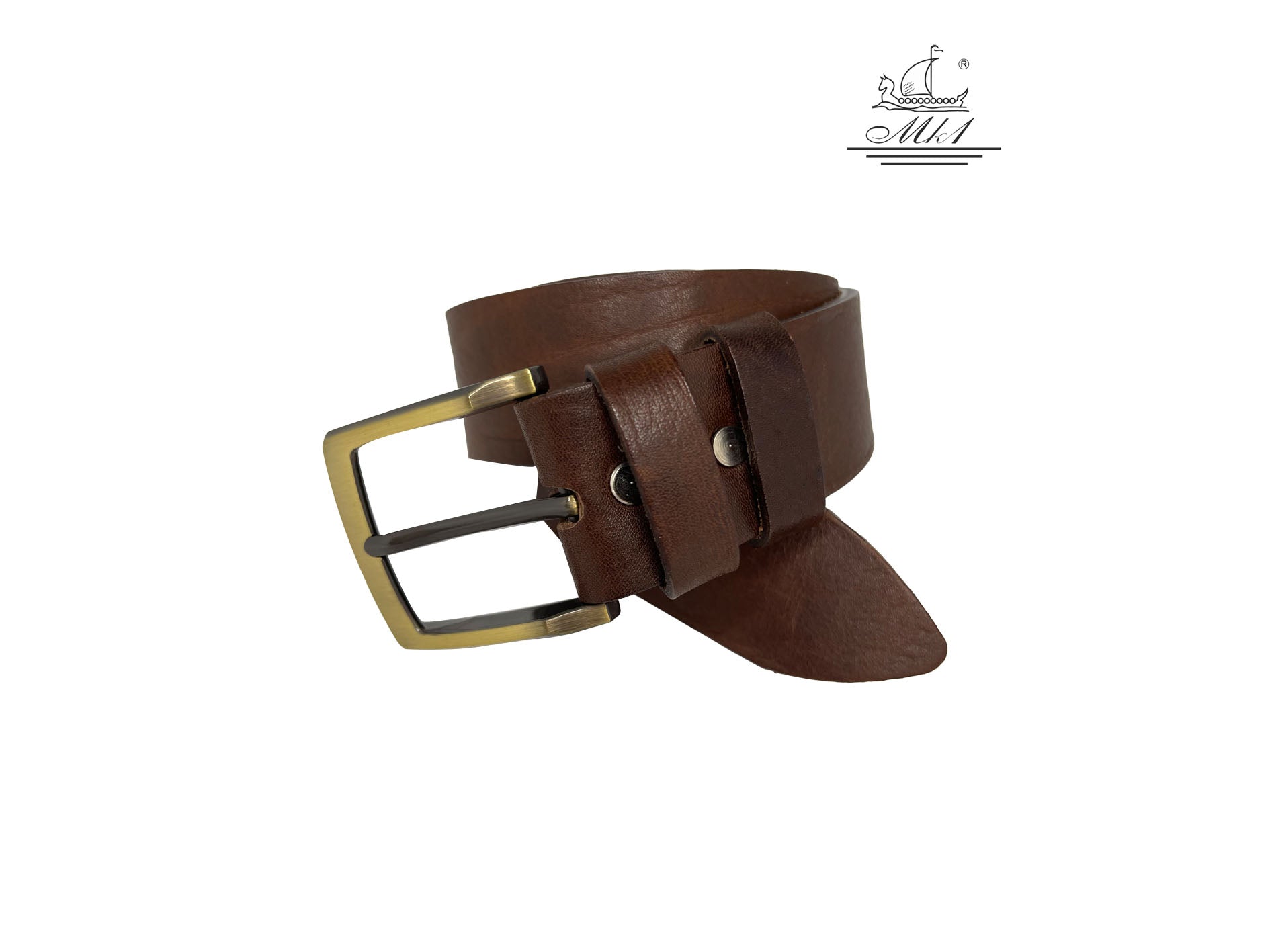 BR100/40BR Handmade casual leather belt in brown colour.