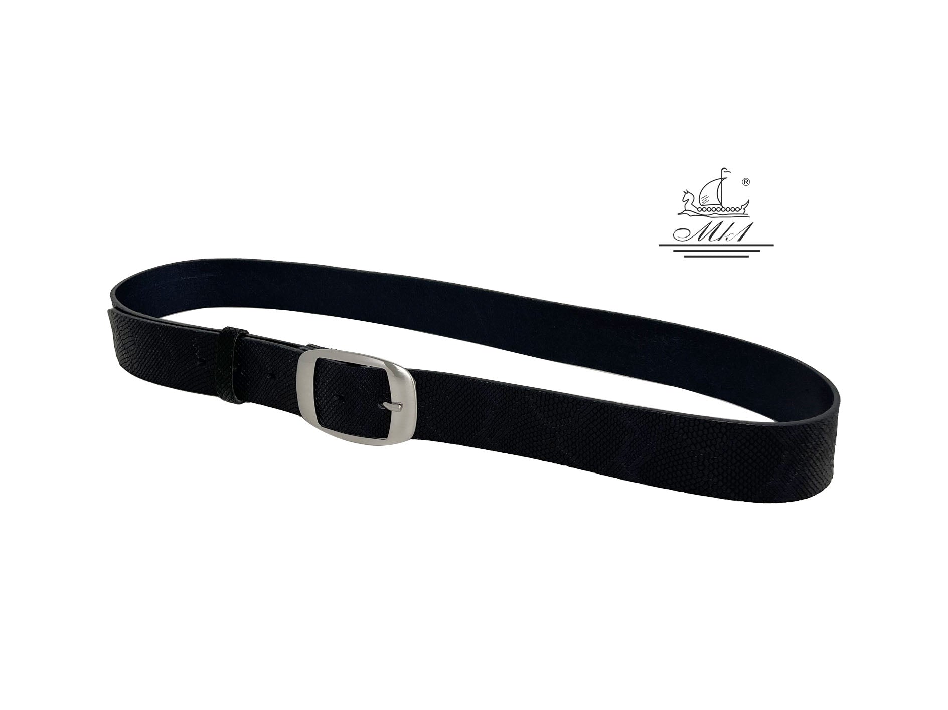 Woman 4cm wide belt handcrafted from leather with snake design.101406/40m/fd.