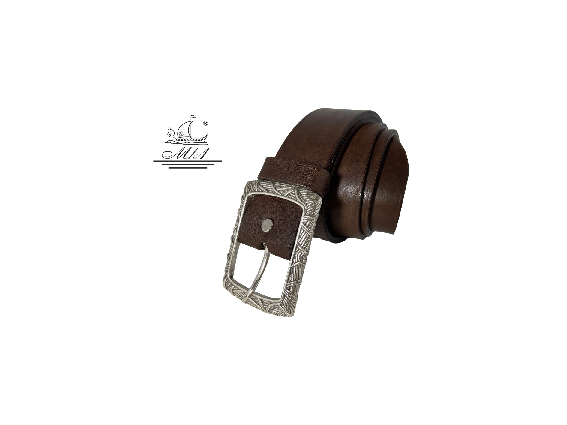 Unisex 4cm wide belt handcrafted from brown leather. 100941/40BR