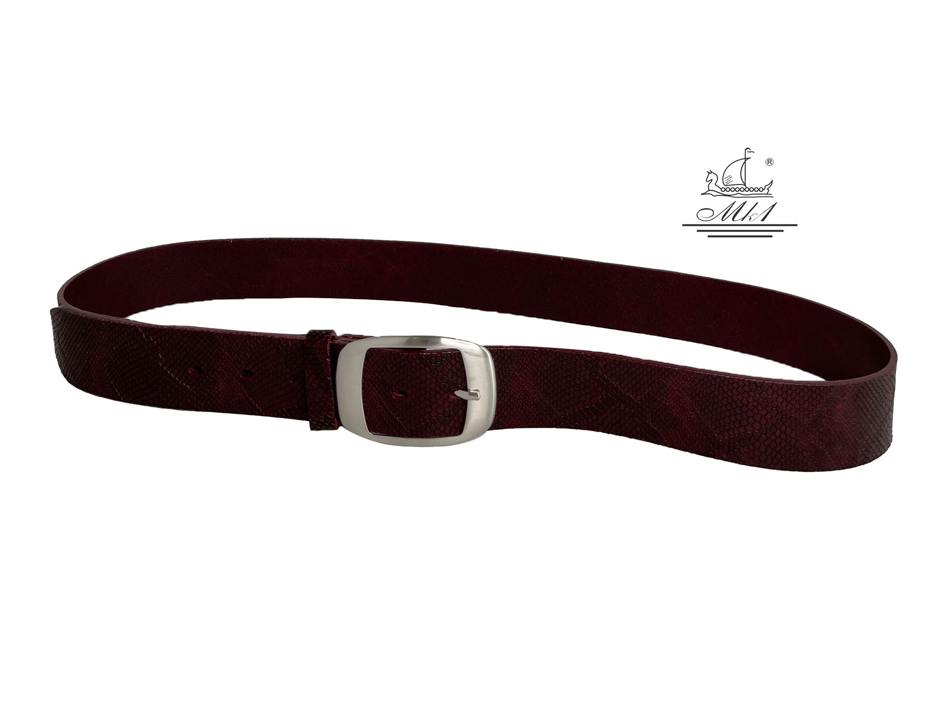 Woman 4cm wide belt handcrafted from leather with snake design.101406/40mp/fd