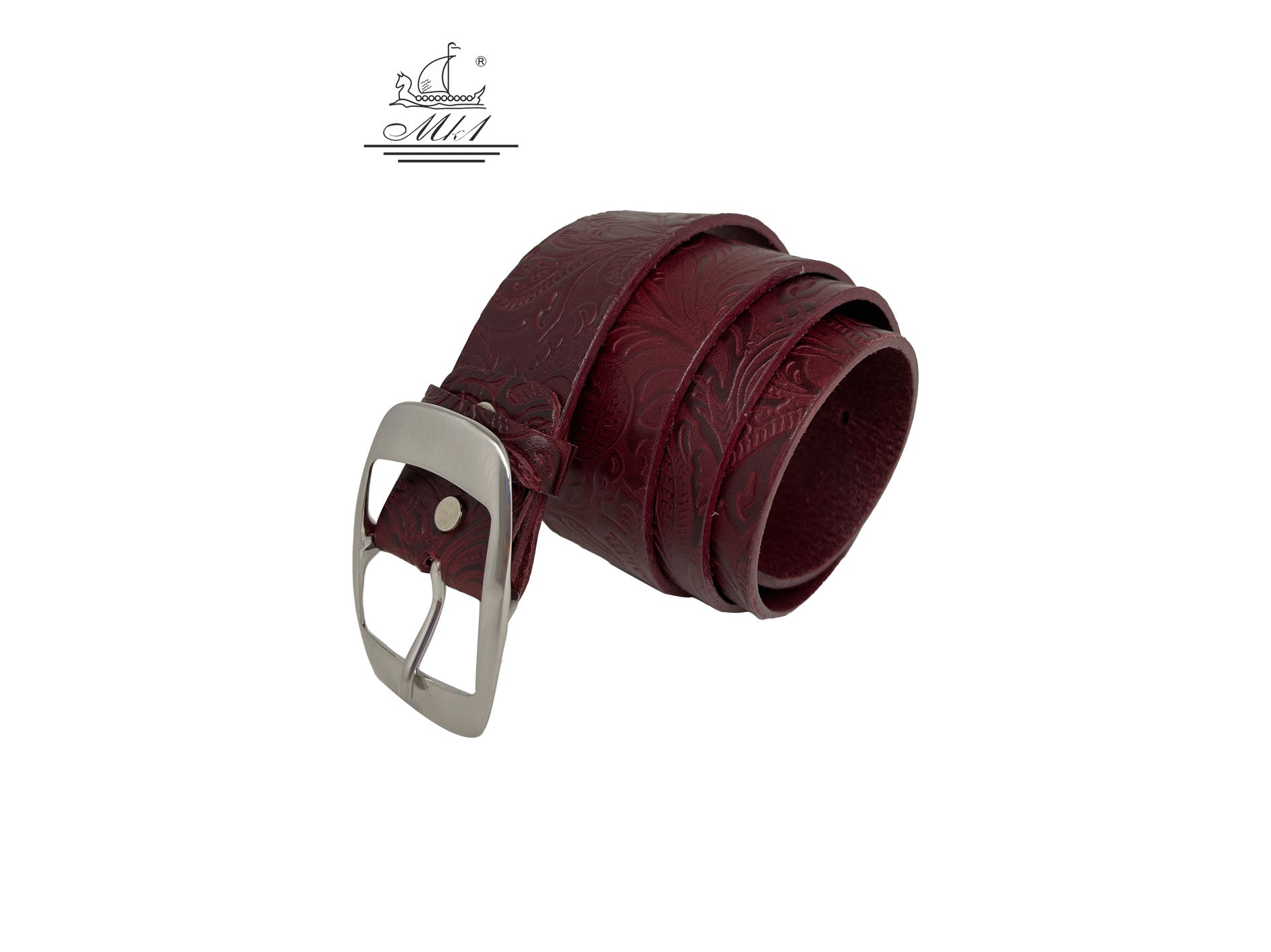 Woman 4cm wide belt handcrafted from leather with flower design.101406/40mp/ll