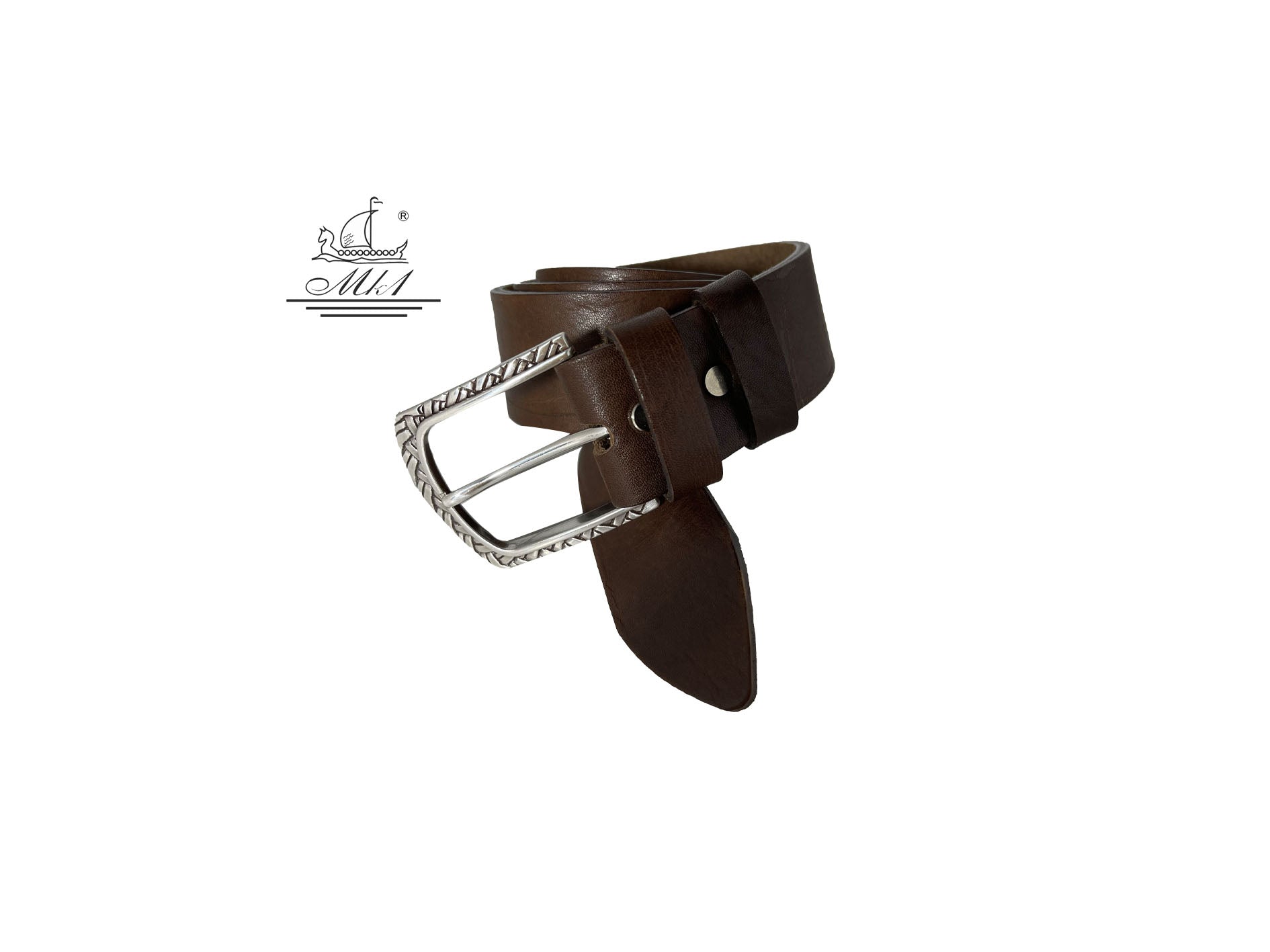 Unisex 4cm wide belt handcrafted from brown leather. 100/40ΒR