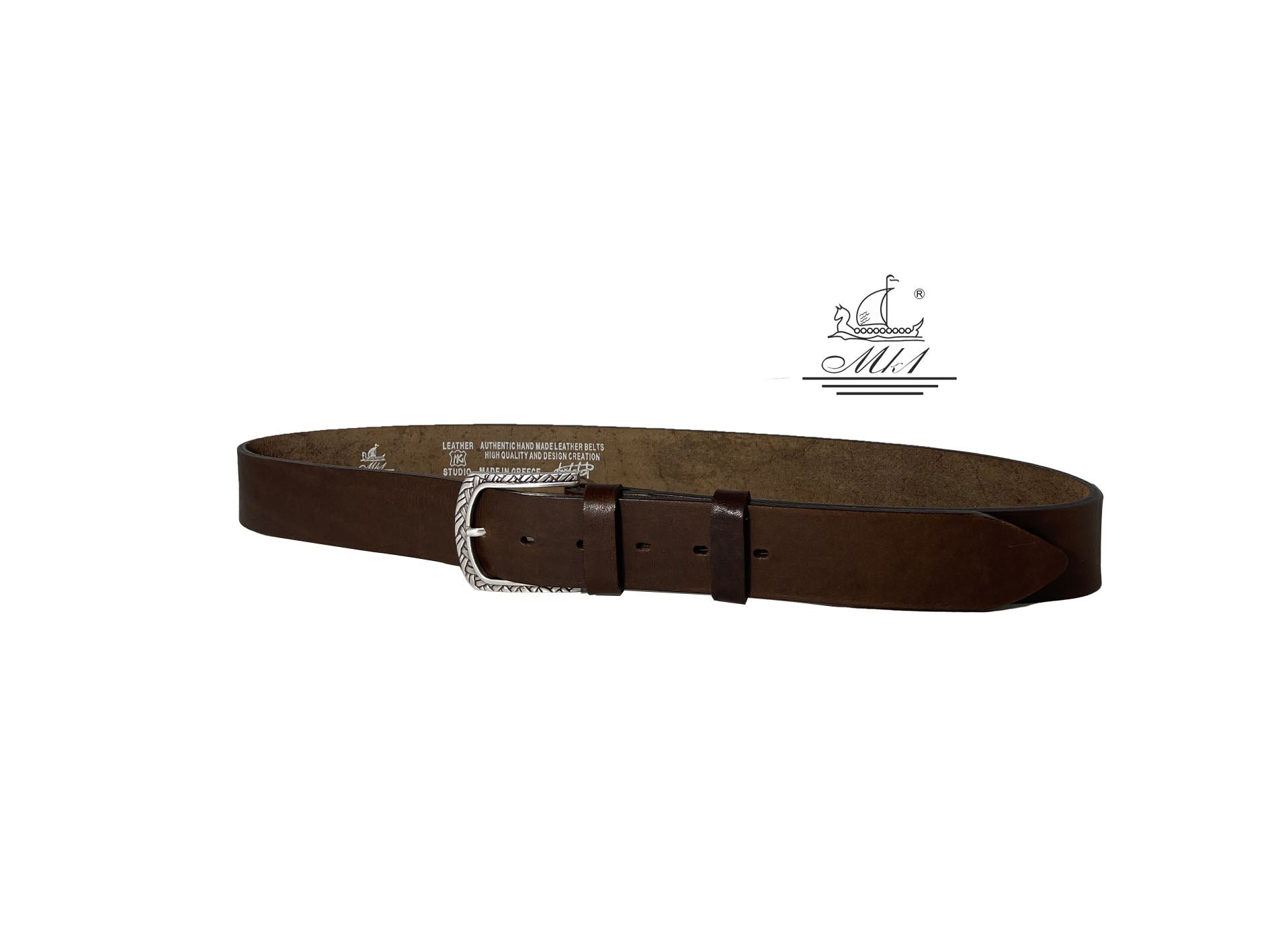 Unisex 4cm wide belt handcrafted from brown leather. 100/40ΒR