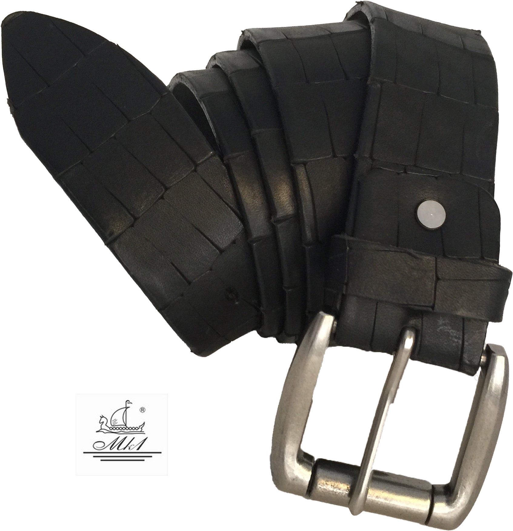 22/40m-kr Hand made leather belt, 4 cm width, and roll buckle.