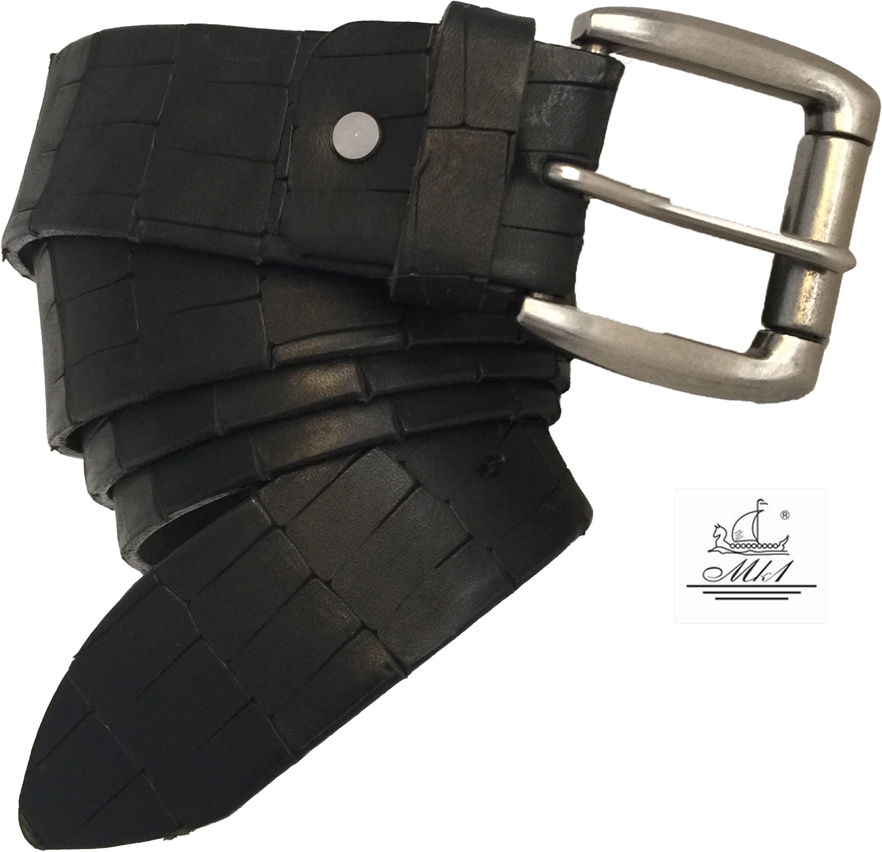 22/40m-kr Hand made leather belt, 4 cm width, and roll buckle.