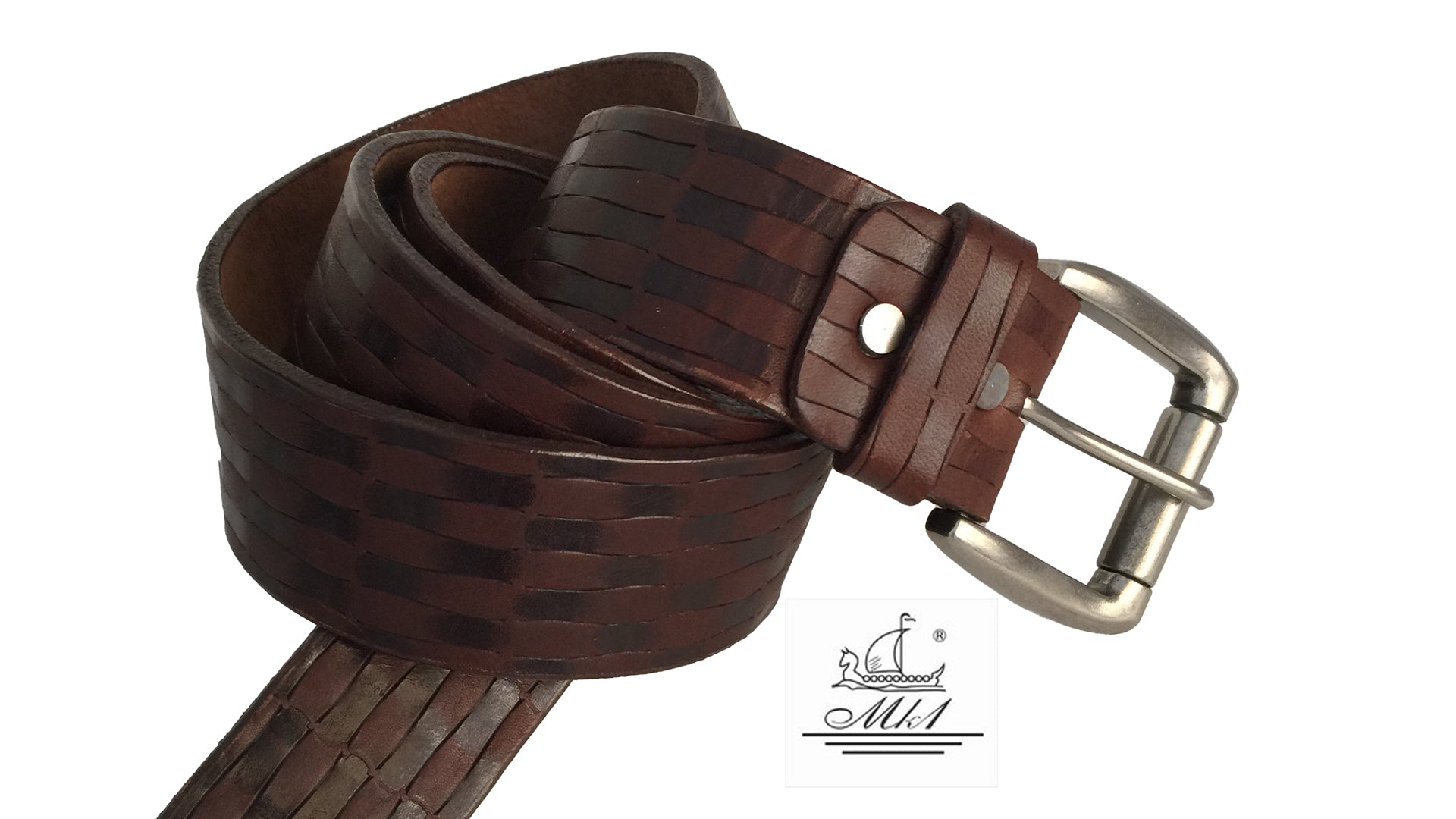 22/40k-psx Hand made leather belt, 4 cm width, and roll buckle.