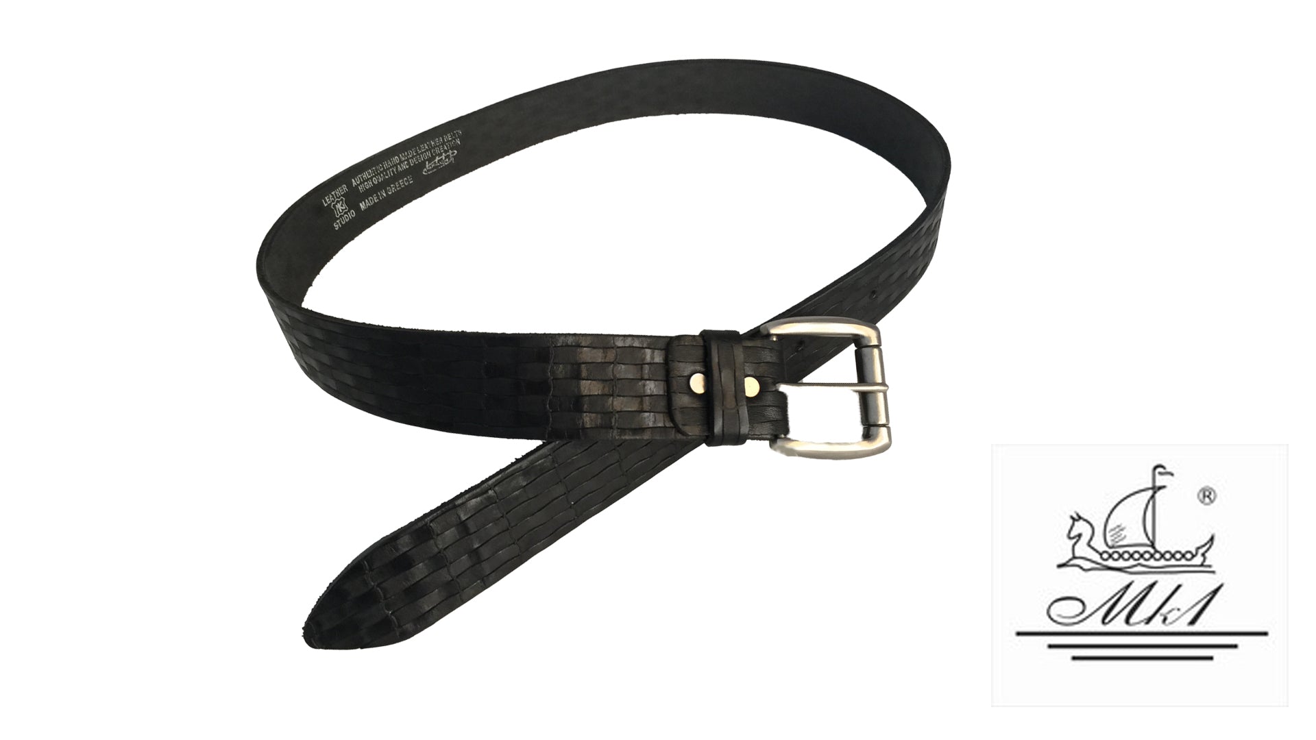 22/40M-psx Hand made leather belt, 4 cm width, and roll buckle.