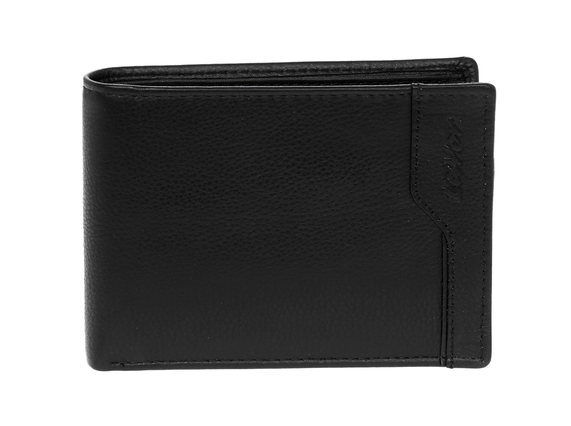 Leather wallet in black colour. 3709