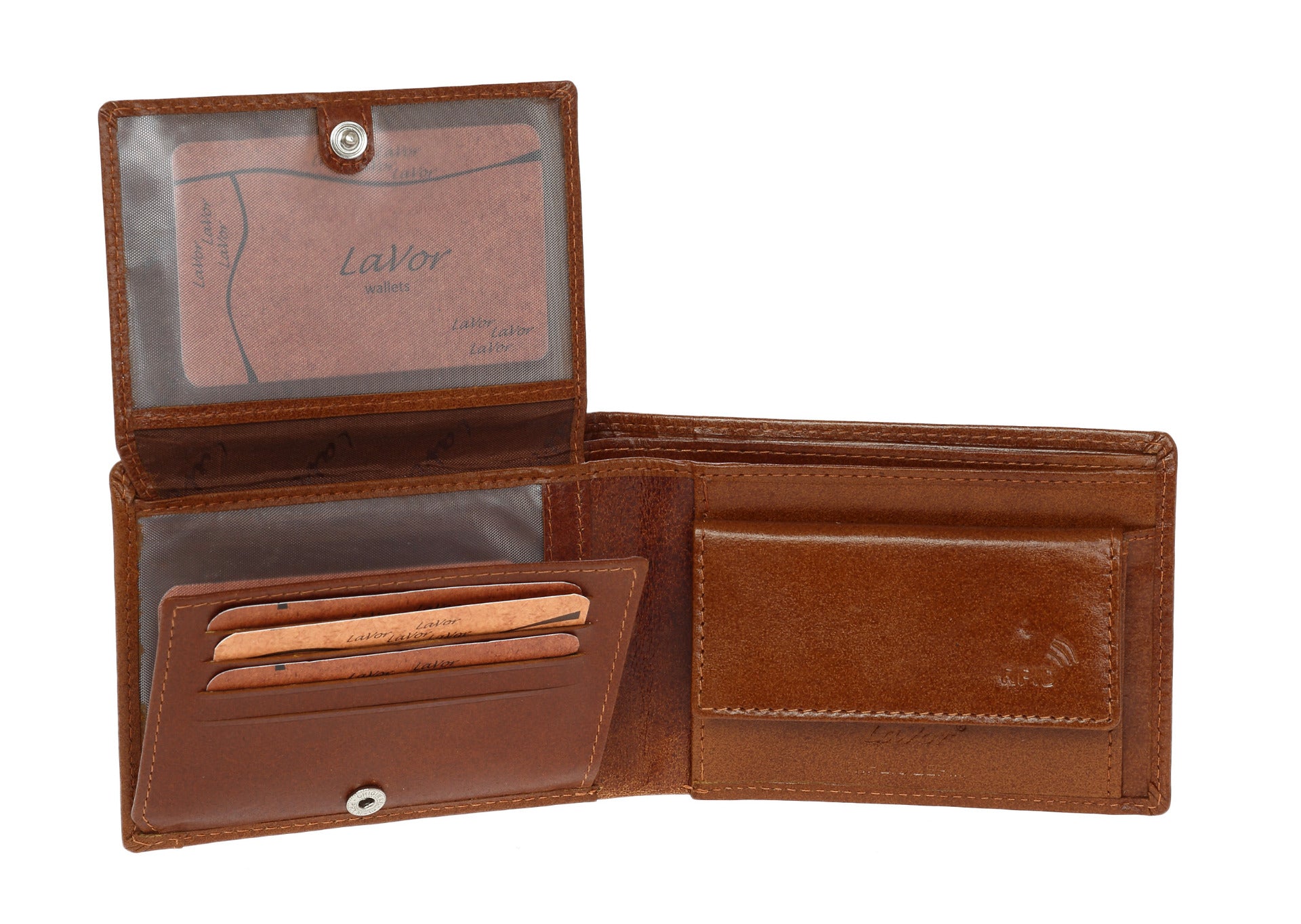Leather wallet in light brown colour. 3709
