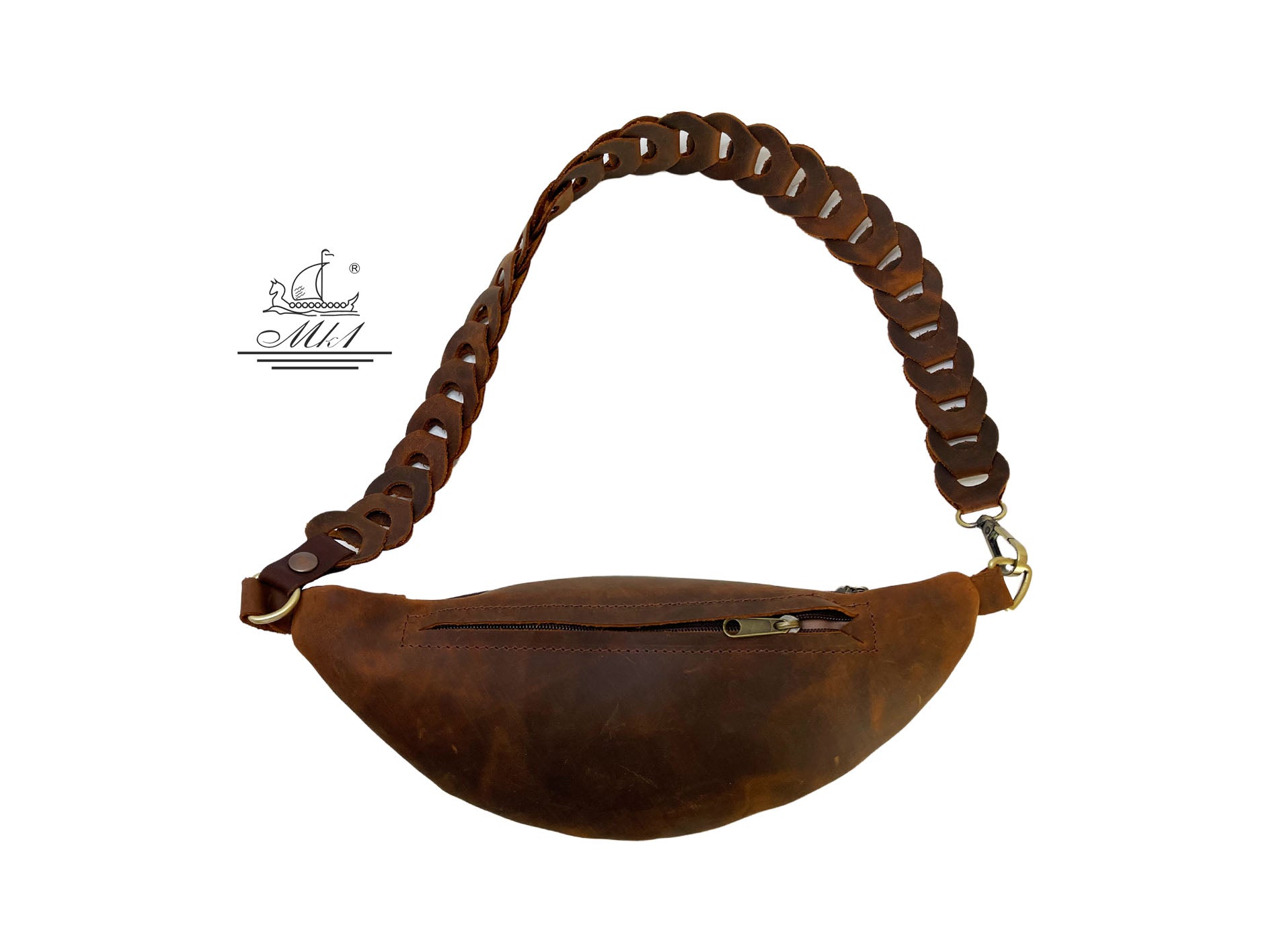 Leather handcrafted waist bag. mp1-alb8