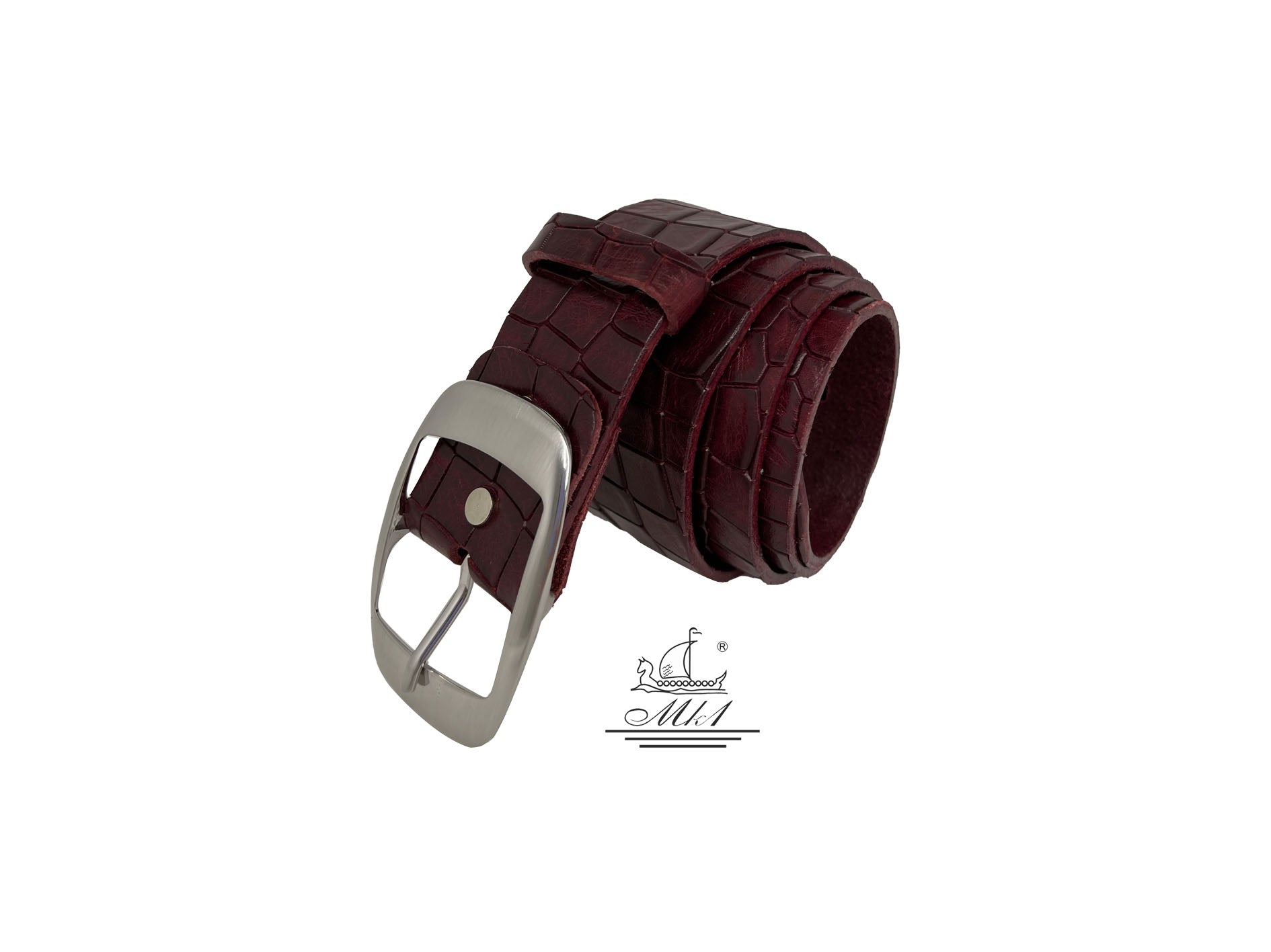 Woman 4cm wide belt handcrafted from leather with croco design.101406/40mp/kr