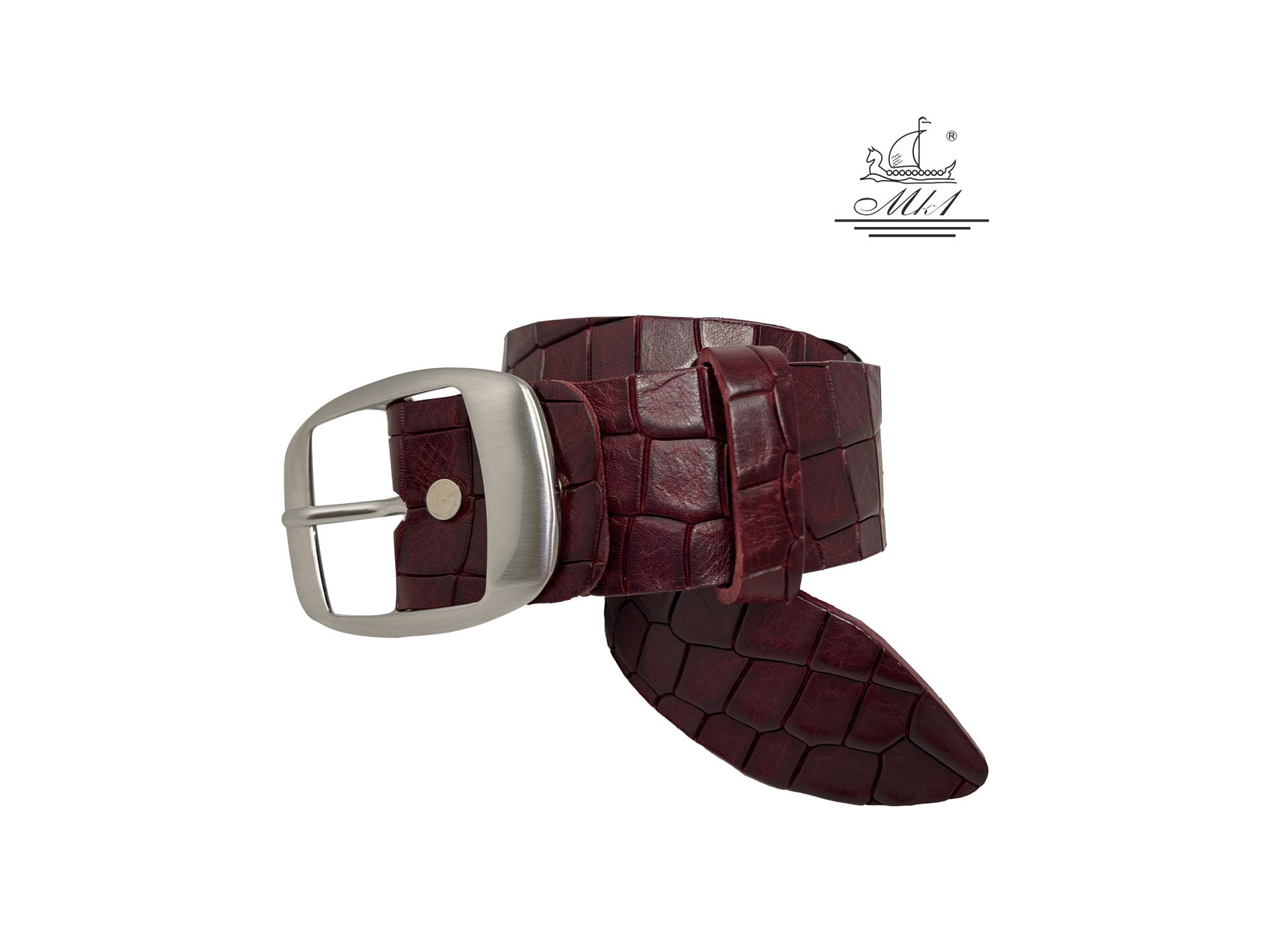 Woman 4cm wide belt handcrafted from leather with croco design.101406/40mp/kr