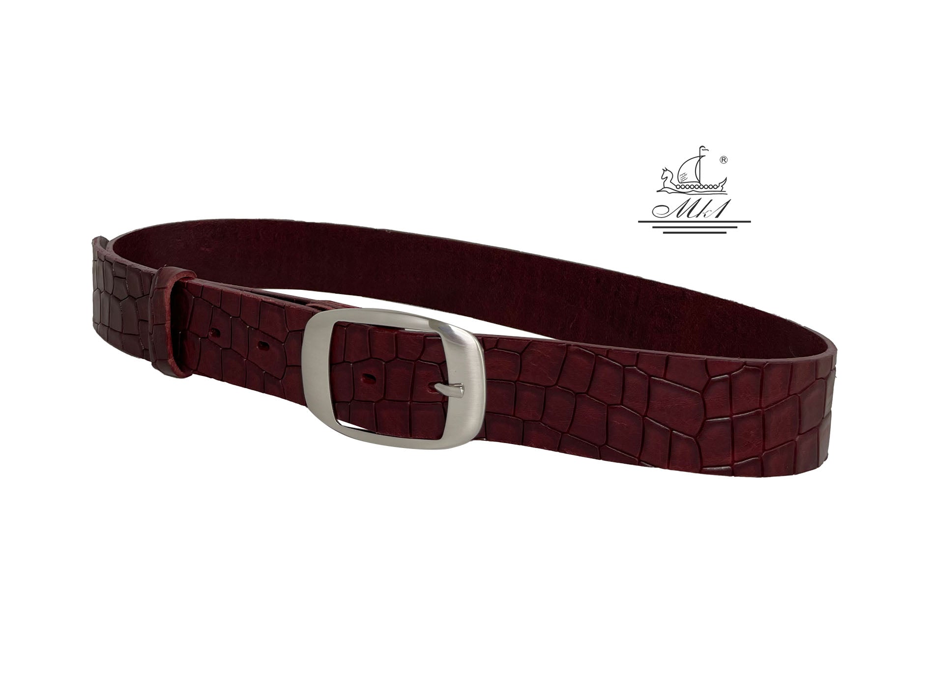 Woman 4cm wide belt handcrafted from leather with croco design.101406/40mp/kr