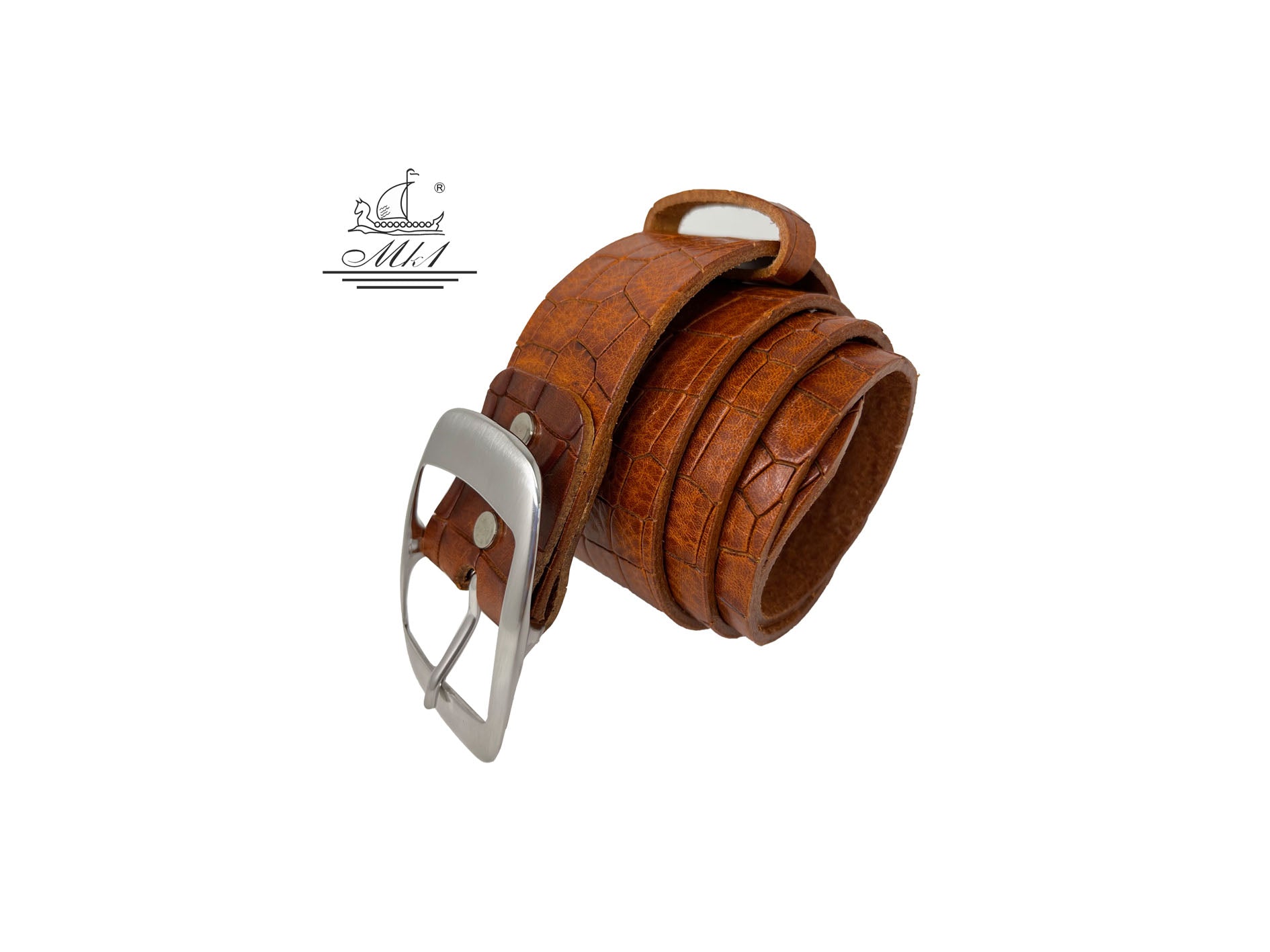 Woman 4cm wide belt handcrafted from leather with croco design.101406/40t/kr