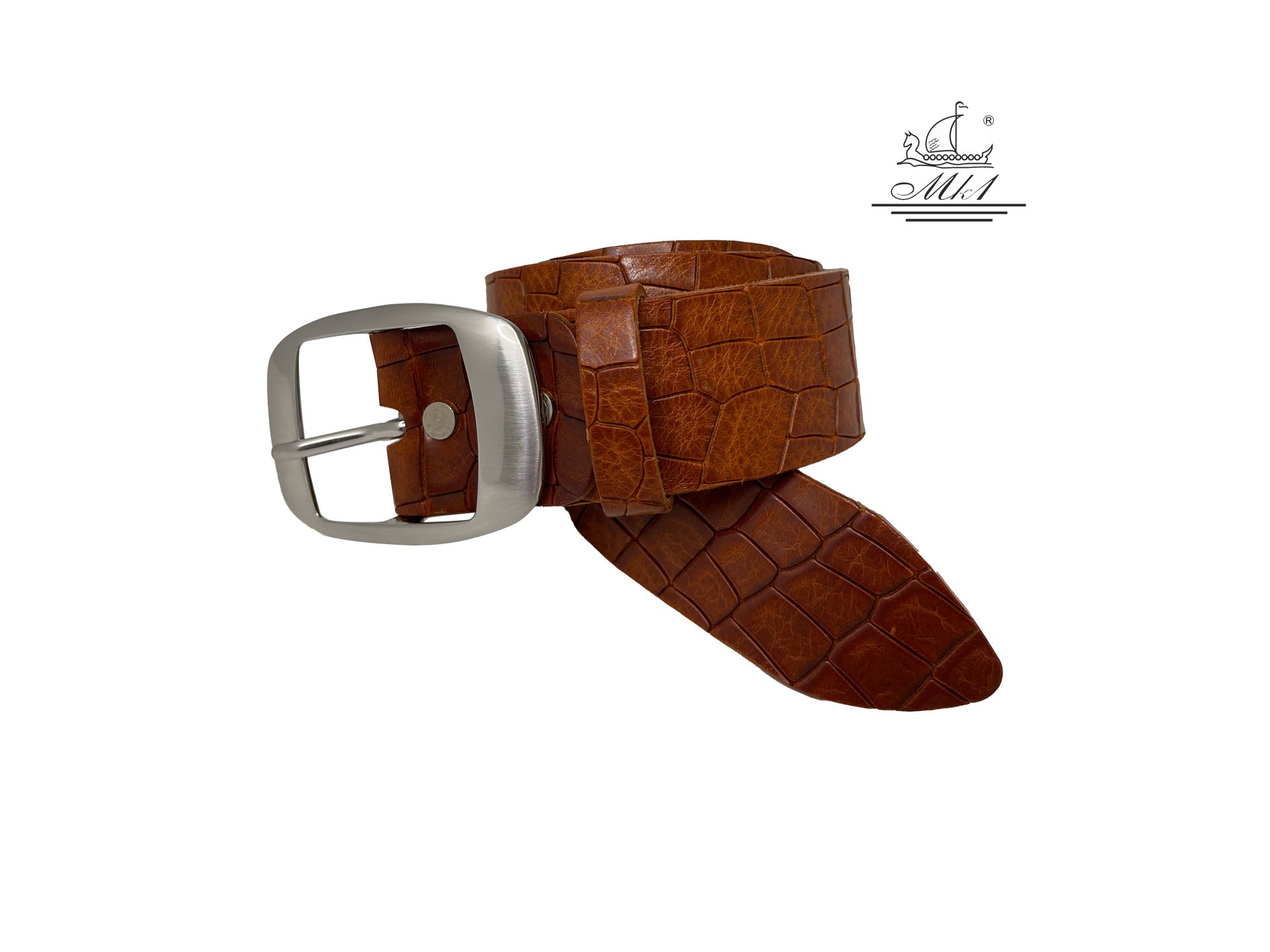 Woman 4cm wide belt handcrafted from leather with croco design.101406/40t/kr