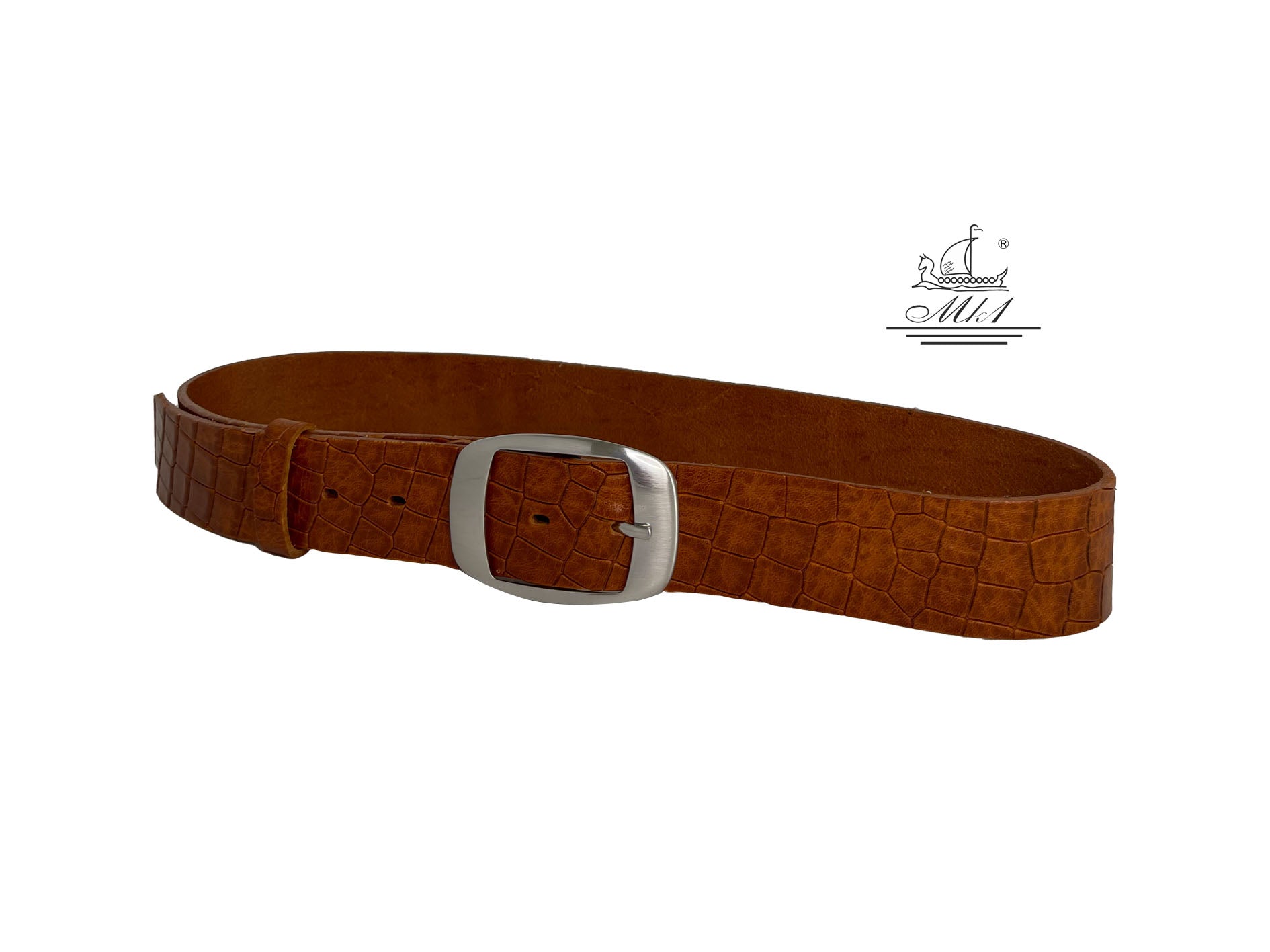 Woman 4cm wide belt handcrafted from leather with croco design.101406/40t/kr