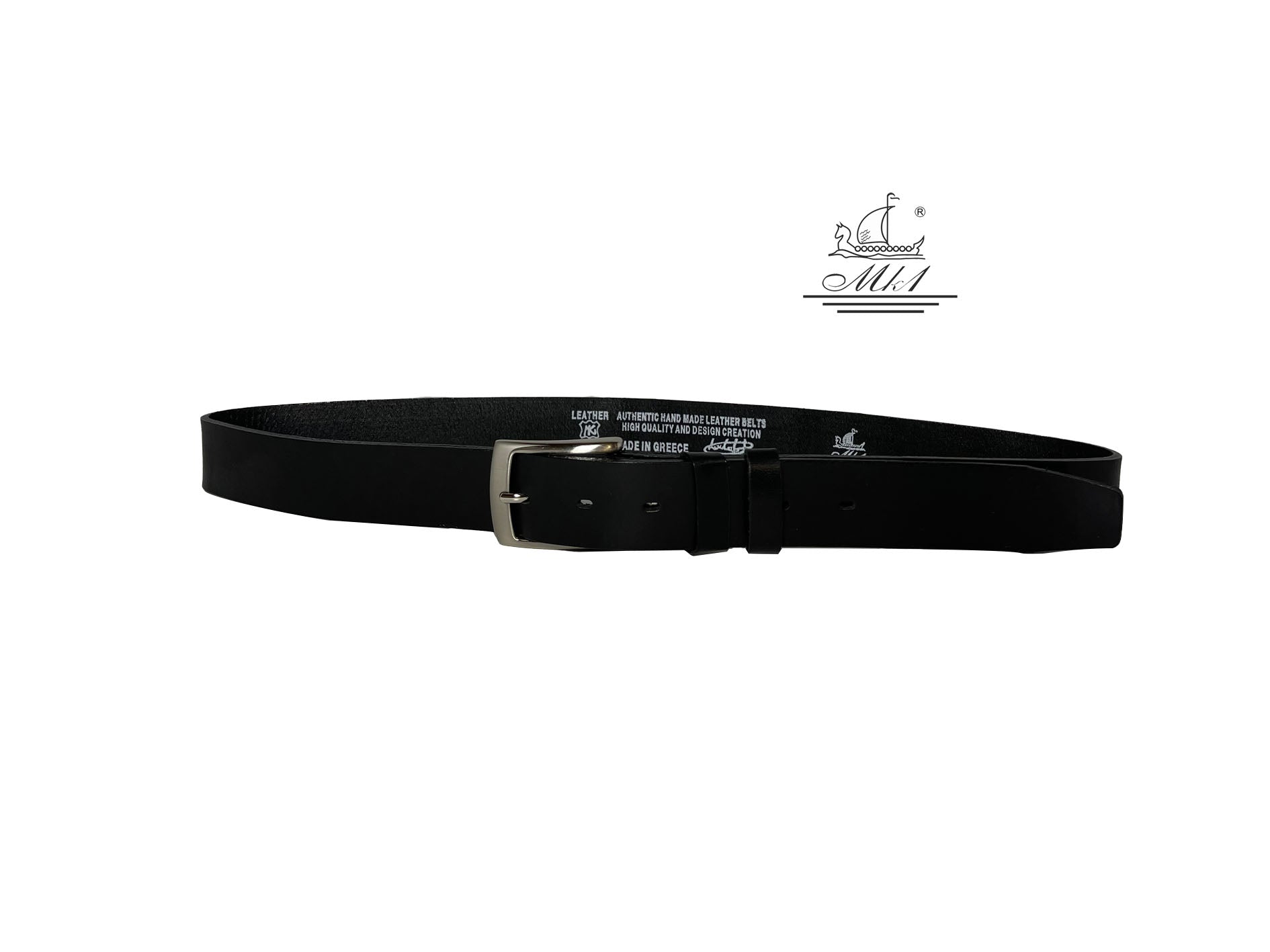 Unisex 4cm wide belt handcrafted from black leather.A002/35B