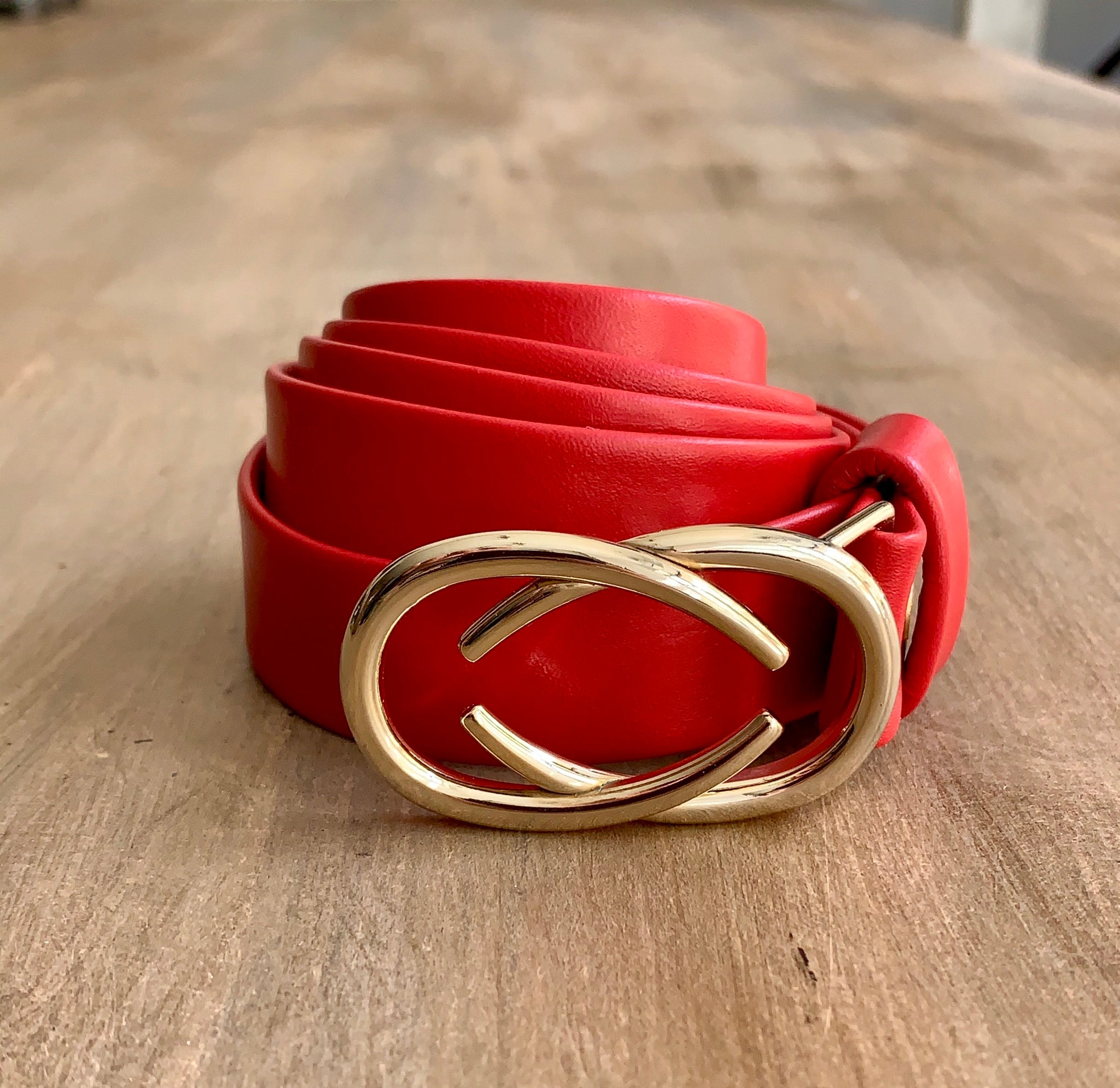 Women's thin belt handcrafted from red soft leather ideal for dresses WB101293/25