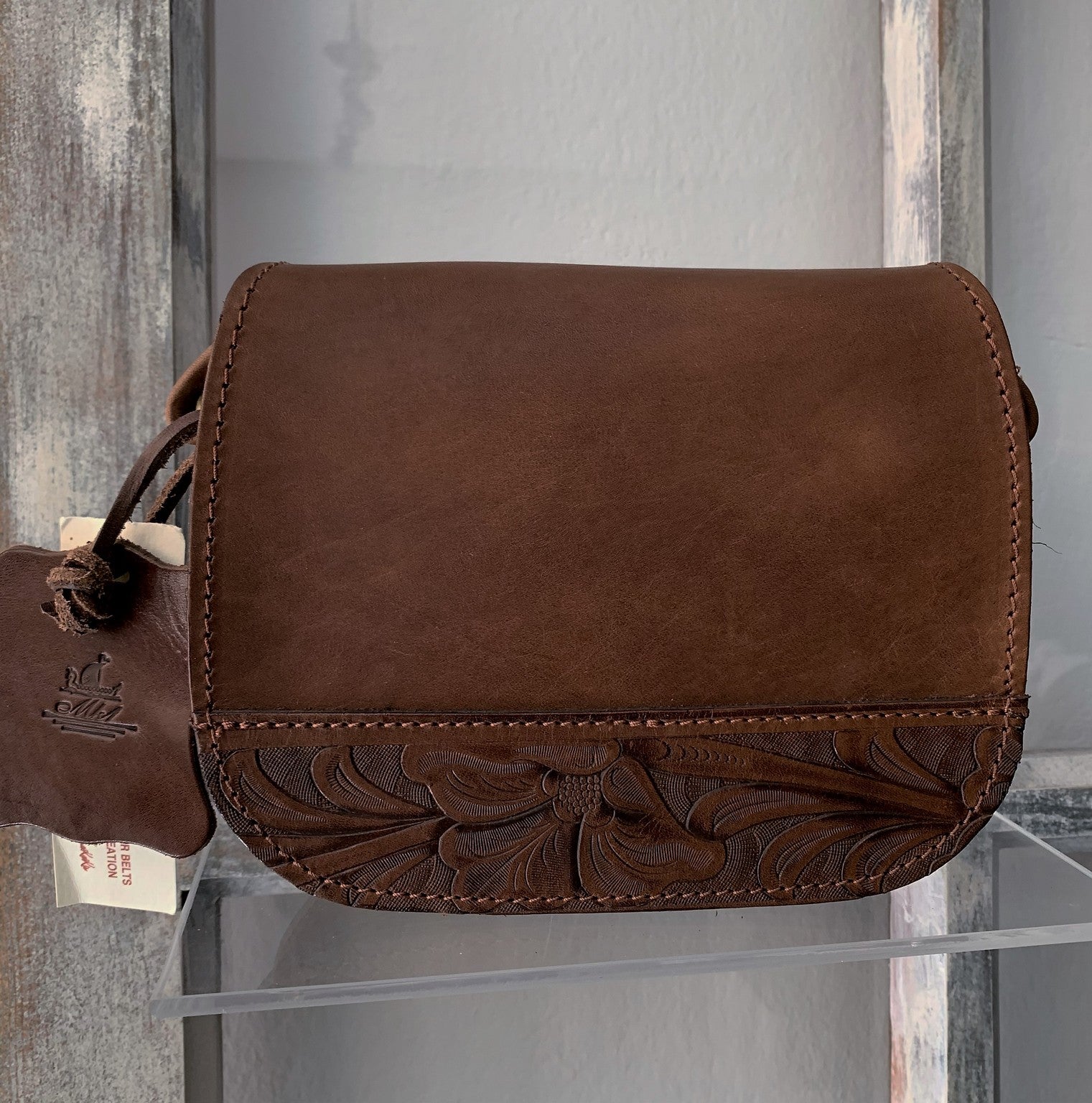 "Fedra" - small crossbody bag handcrafted from natural brown leather WT/60K