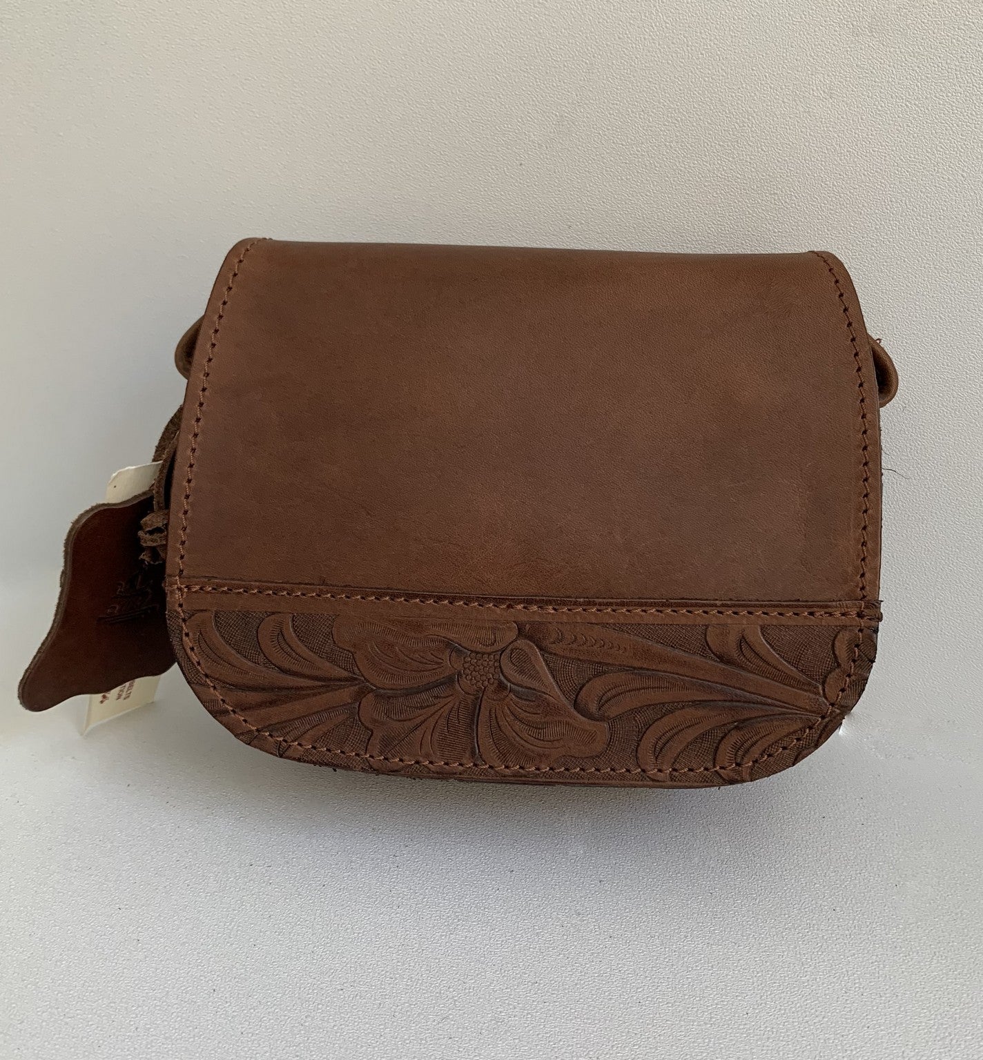 "Fedra" - small crossbody bag handcrafted from natural brown leather WT/60K