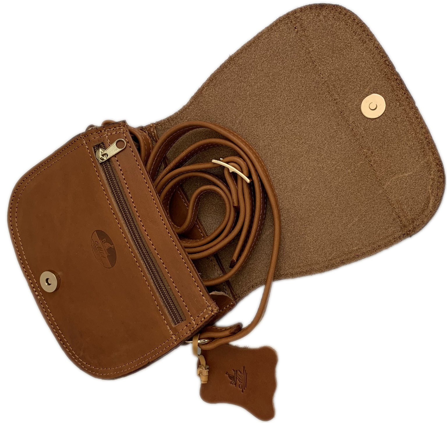 "Evridiki" - small crossbody bag handcrafted from natural light brown leather with snake design WT/54T