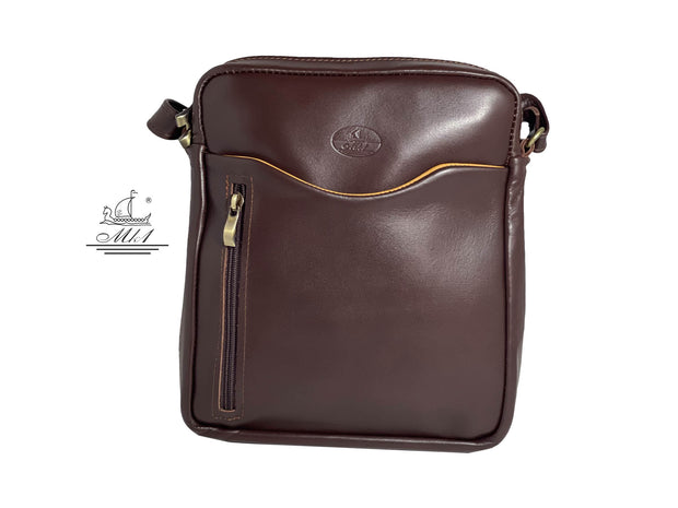 "Iasonas" - Big men's crossbody bag handcrafted from brown leather. WT/AN2NEW