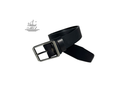 Unisex 3,5cm wide belt handcrafted from black leather. A001/35B