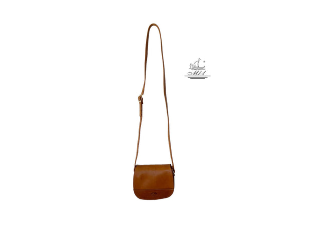 "Evridiki" - small crossbody bag handcrafted from natural light brown leather WT/54T
