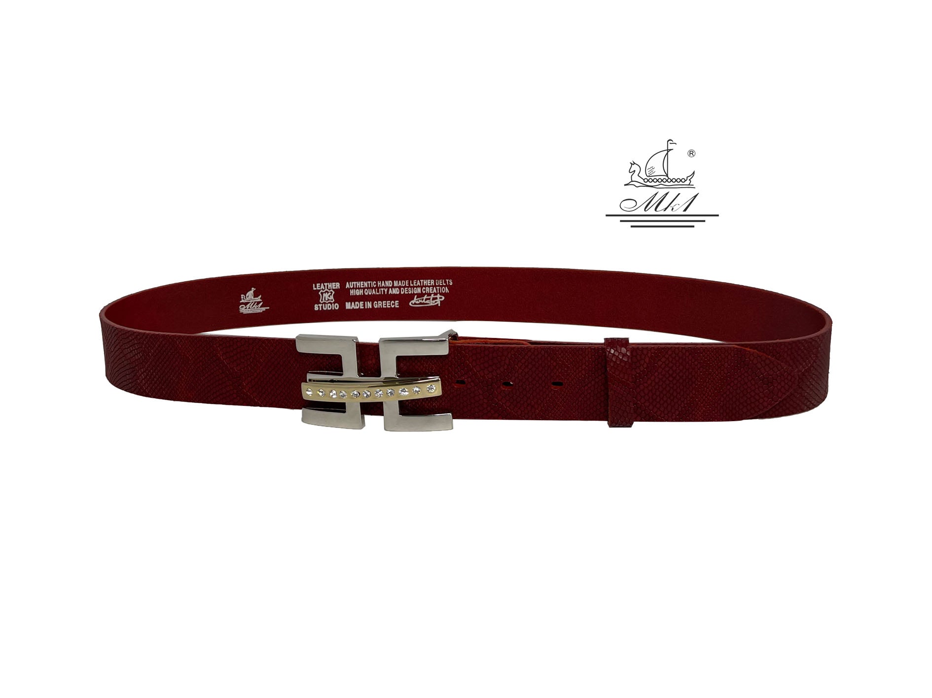 Women's 4cm wide belt handcrafted from leather with snake design 101476/40kk/fd