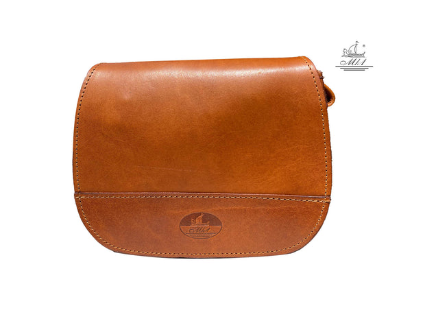 "Evridiki" - small crossbody bag handcrafted from natural light brown leather WT/54T