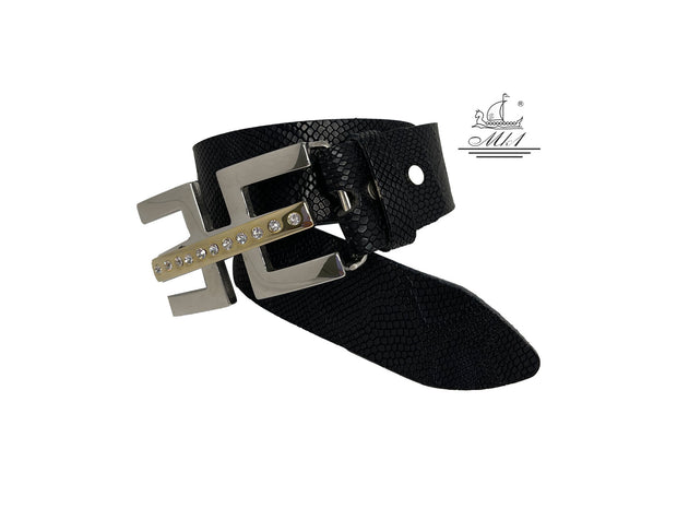 Women's 4cm wide belt handcrafted from leather with snake design 101476/40m/fd