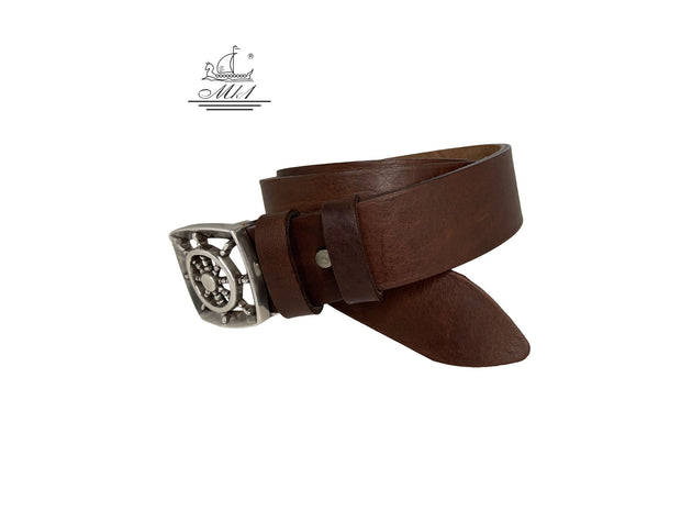 Handmade casual leather belt in brown colour.101232/40BR