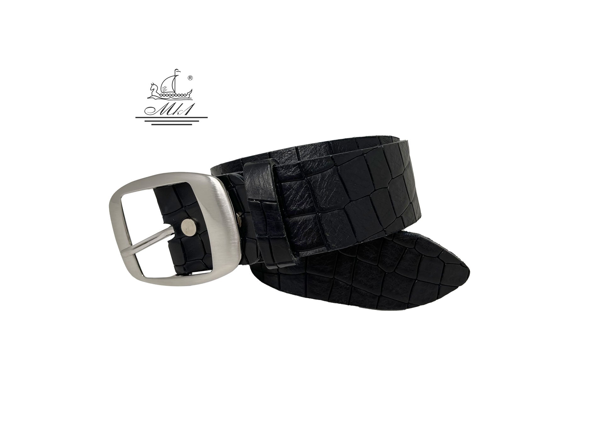 Woman 4cm wide belt handcrafted from leather with croco design.101406/40m/kr