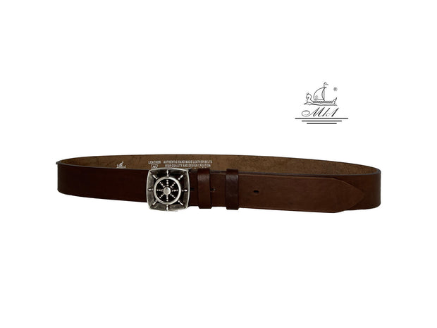 Handmade casual leather belt in brown colour.101232/40BR