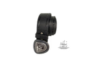 Handmade casual leather belt in black colour with croco design.100899/40B/KR