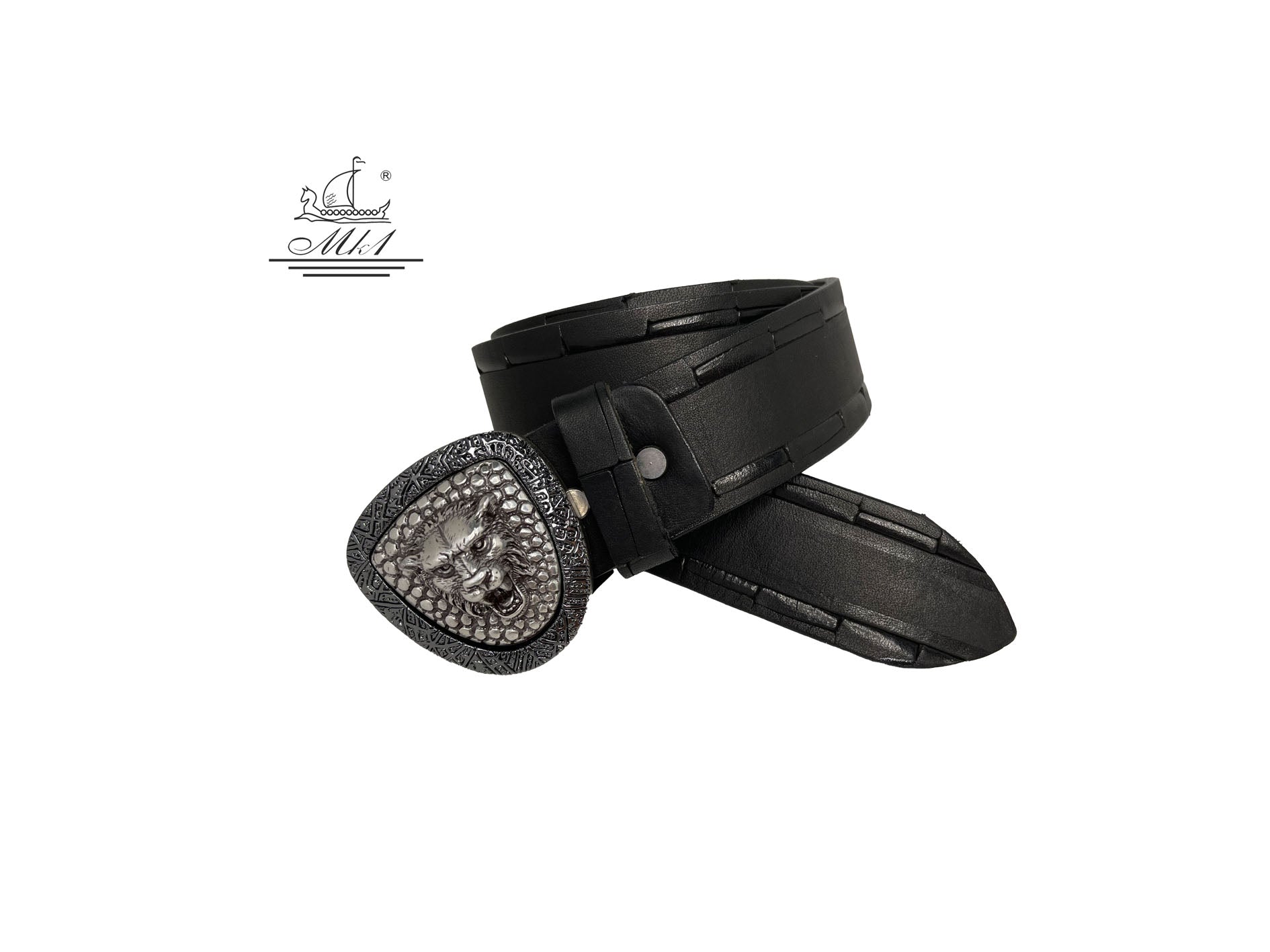 Handmade casual leather belt in black colour with croco design.100899/40B/KR