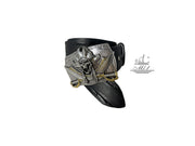 Unisex 4cm wide belt handcrafted from black leather with croco deisgn. 100584/40B/KR