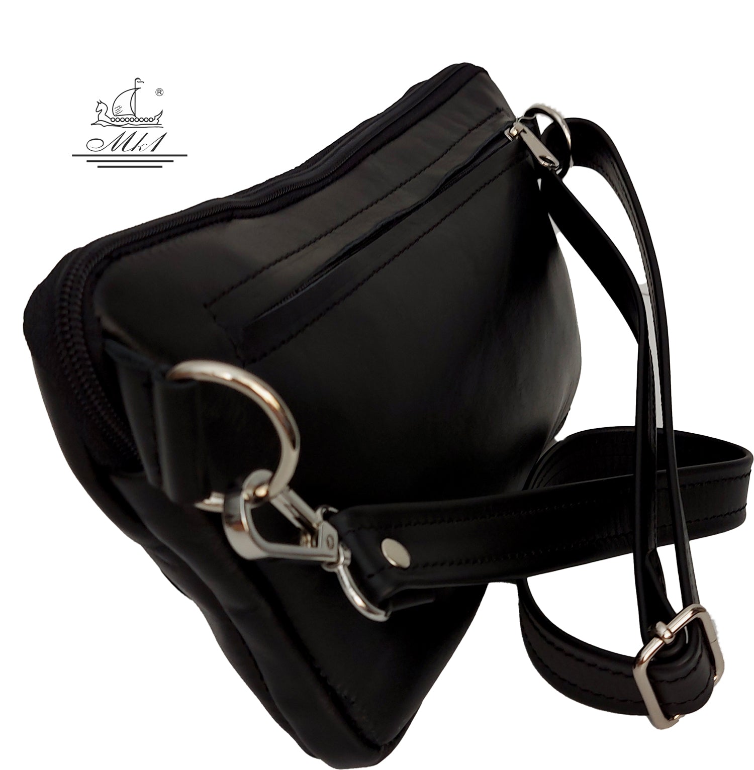 Leather handcrafted waist bag. mp2