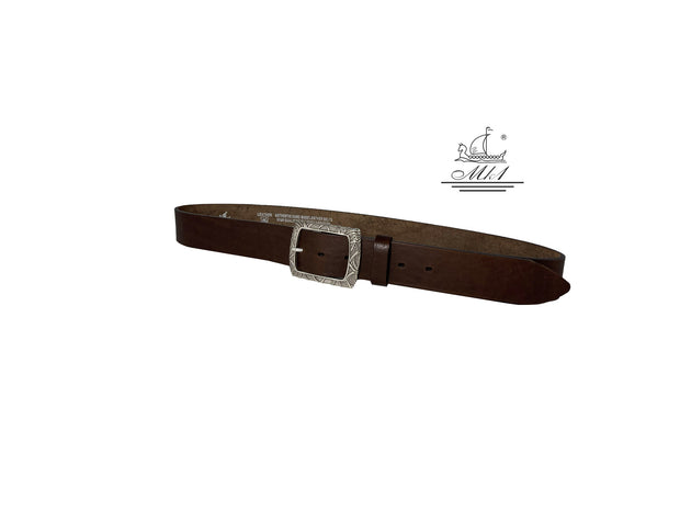 Unisex 4cm wide belt handcrafted from brown leather. 100941/40BR