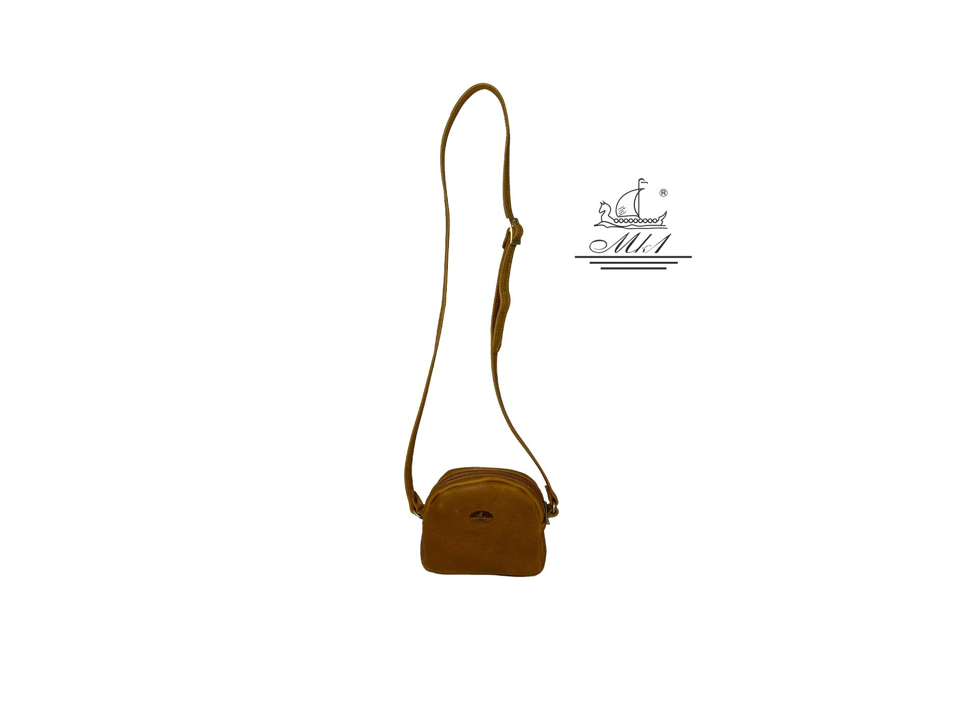 "Νefeli " - midsize crossbody bag handcrafted from natural light brown leather. WD/1