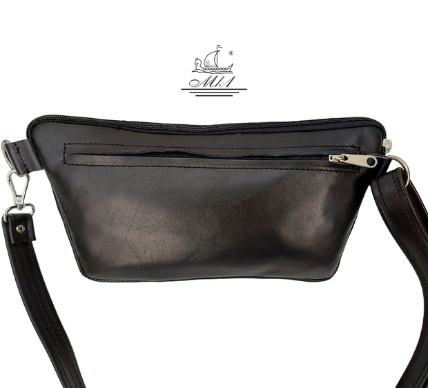 Leather handcrafted waist bag. mp2
