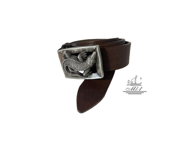 Unisex 4cm wide belt handcrafted from brown leather. 100976/40BR