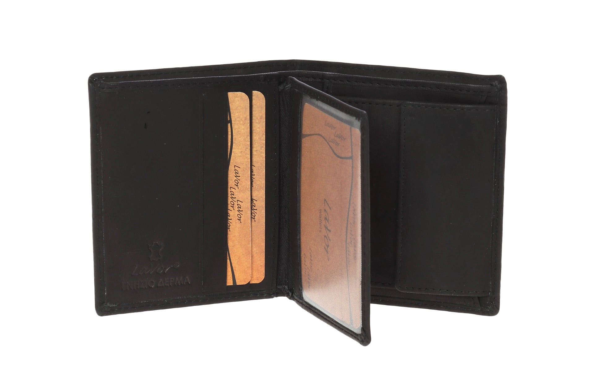 Leather wallet in black colour. 2107