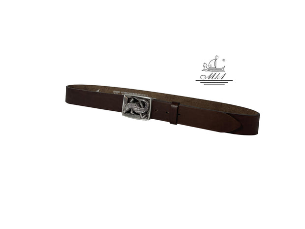 Unisex 4cm wide belt handcrafted from brown leather. 100976/40BR