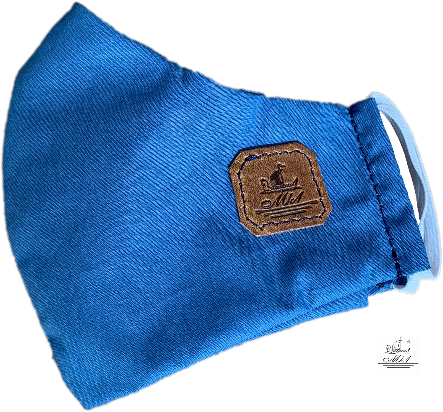 Mask from multi-purpose washable cotton with filter pocket and nose support Mk1/2-1 lgth blue