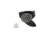Unisex 4cm wide belt handcrafted from black leather.  101237/40B
